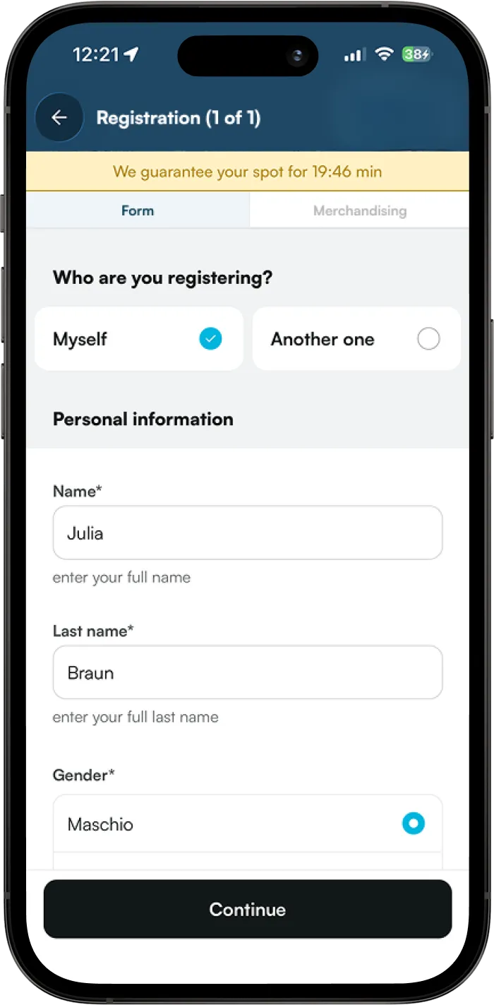 App ENDU: modulo di iscrizione
